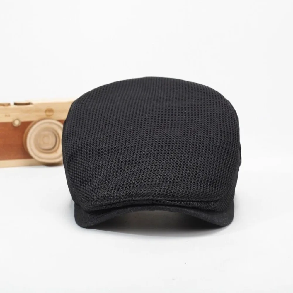 

New Mesh Newsboy Caps Sun Protection Breathability British Painters Hats Thin Solid Color Berets Hat Men