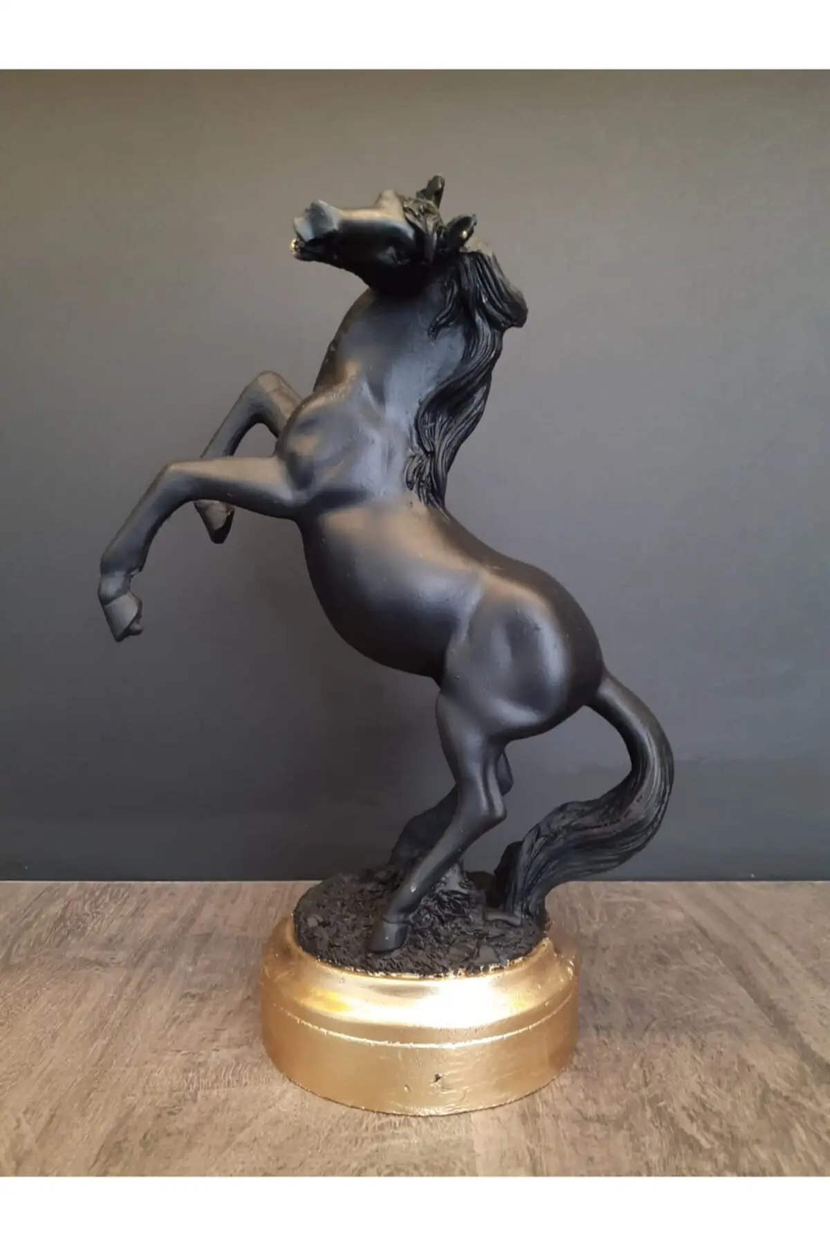 Statue de cheval noir, accessoire de Table, 25 cm