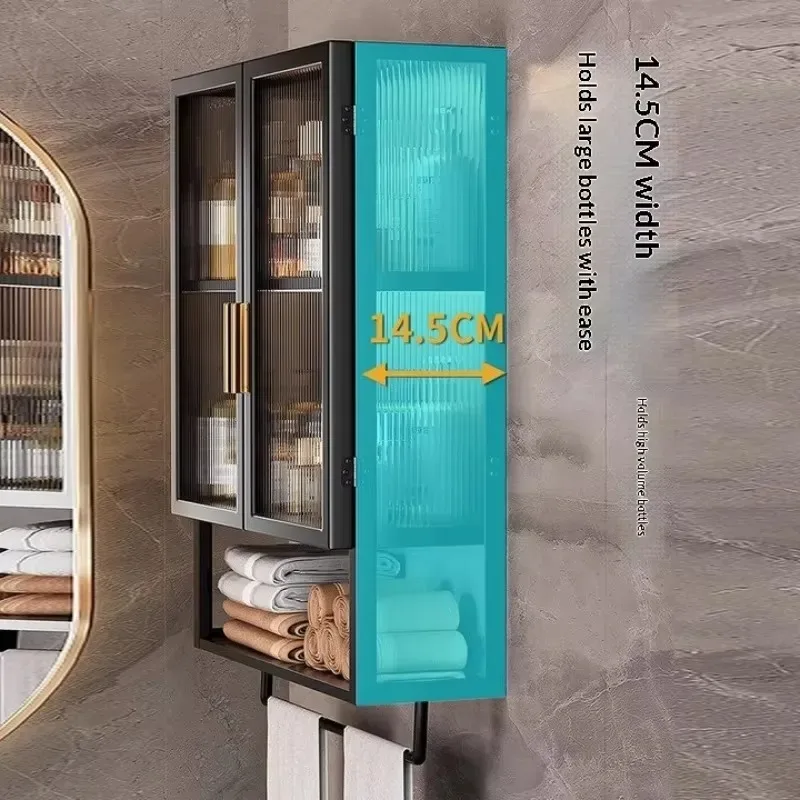 Bathroom Shelves No Drilling Wall Mounted Bathroom Storage Cabinet Hanging Shelf Self Adhesive Space Saving Rustproof Shower