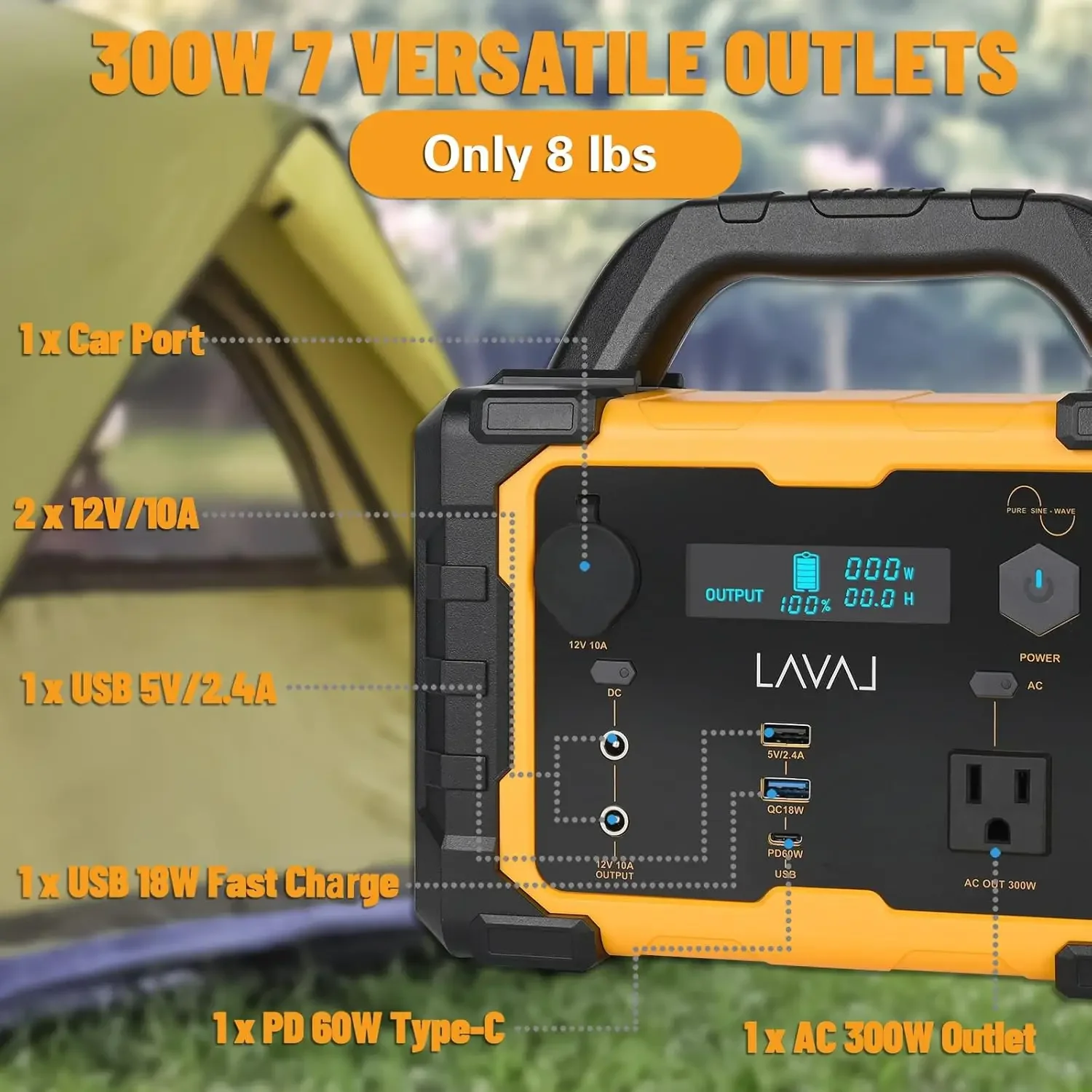 Estación de energía portátil de 300W, batería de litio de respaldo de 294Wh, salida de CA de 120V/300W, generador Solar para el hogar, autocaravana y exteriores