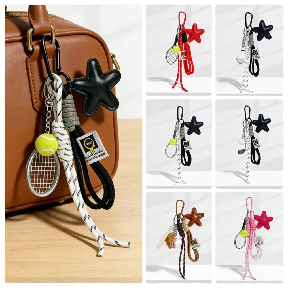 Colorful Sport Keychain Leather Star Multipurpose Baseball Decor Keychain Lightweight Luggage Pendant Backpack Pendant