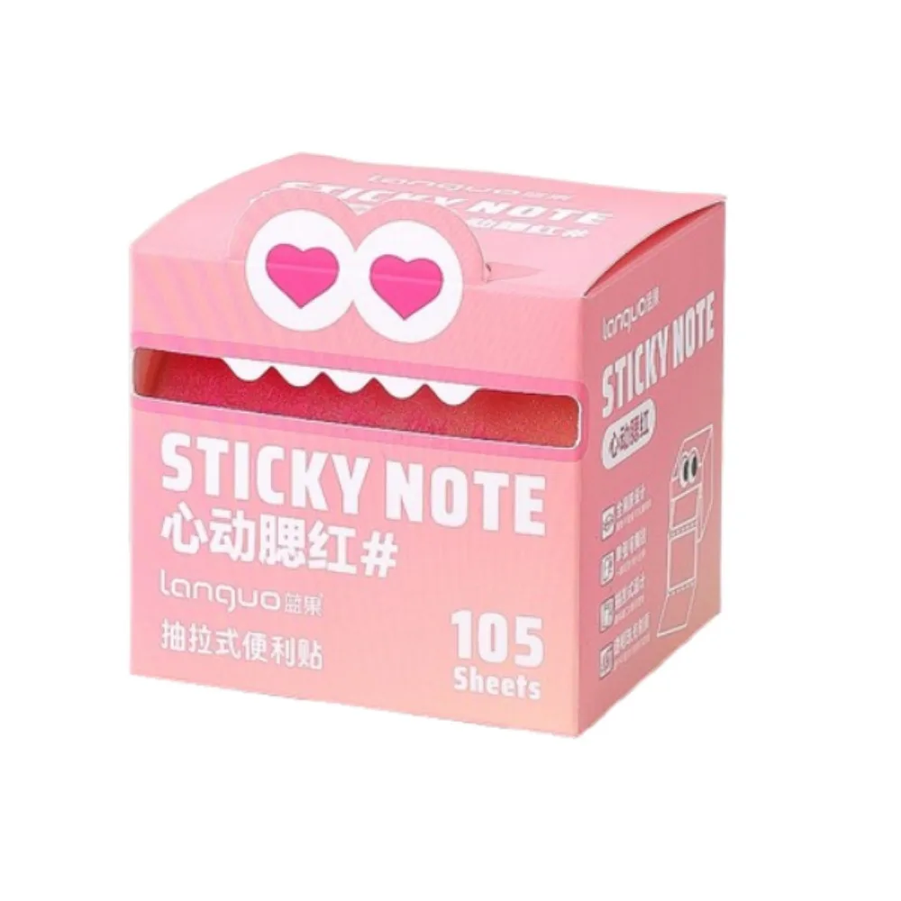 

105Sheets Kawaii Pull-out Sticky Notes Creative Pearlescent Cartoon Notepads Full Adhesive Roll Paper Type Square Writing Pad
