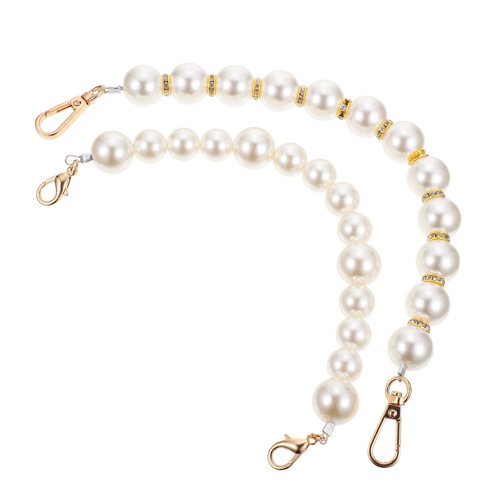 2Pcs Stylish Pearl Bag Chain Replacement Handbag Strap Buckles Included Shoulder Crossbody Purse Accessories DIY