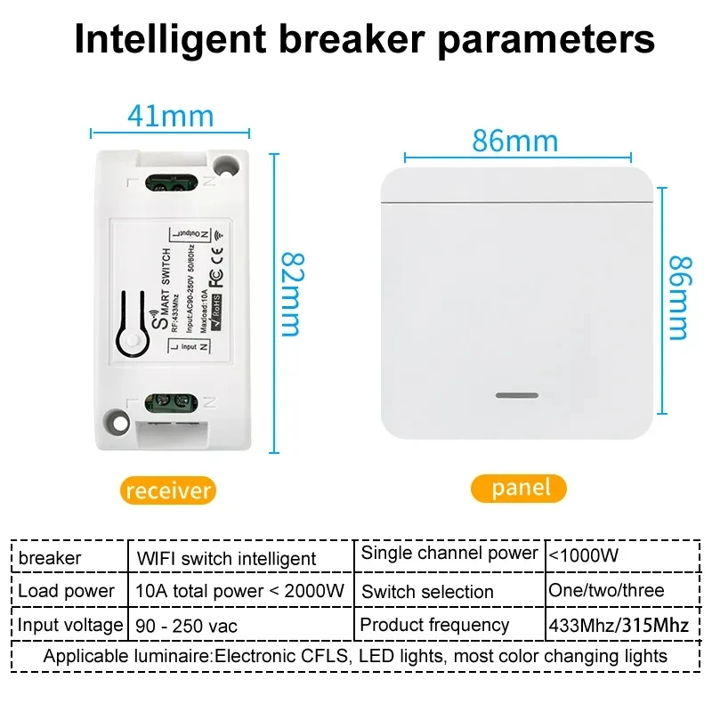 Tuya Smart Life App WiFi 433RF Fernbedienung Ein/Aus für Control Light Access Control Equipment