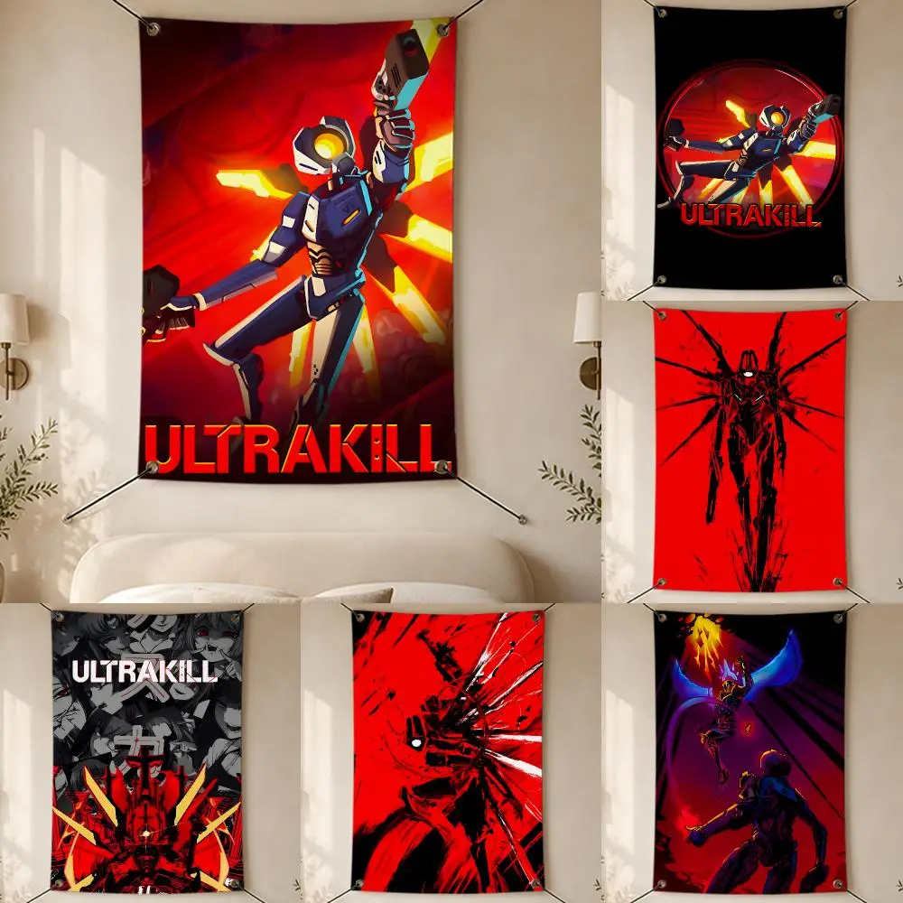 Game Retro Shooter ULTRAKILL Flags Indoor Outdoor Decorative Flag Banner for Wall Garden Yard Porch Patio Home Party Decor