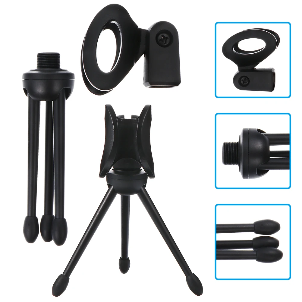 

2pcs Universal Microphone Tripod Stand Foldable Plastic Mic Bracket For Podcast Video Chat Desktop Audio Accessory