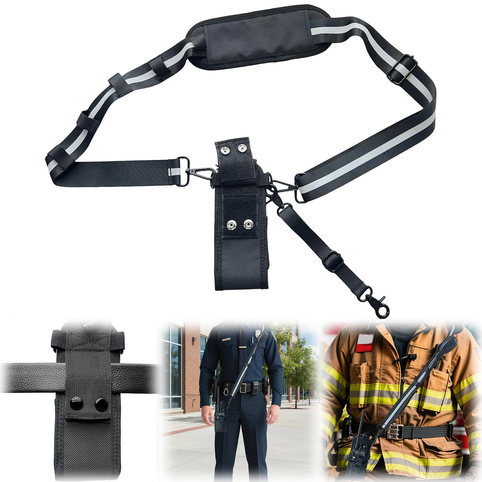 

Radio Holster Anti-Sway Design Firefighter Radio Strap and Holder Featuring 3M Reflective Strips for EMS EMT Fire Polices