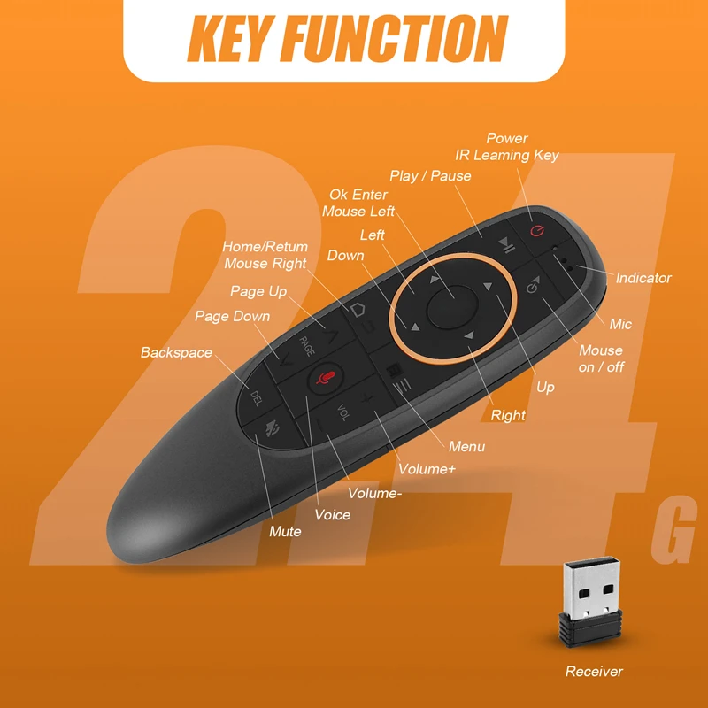 G10S Air Mouse Voice Remote Control 2.4G USB Receiver For Android TV BOX PC Gyro Sensing Mini Wireless Smart Remote