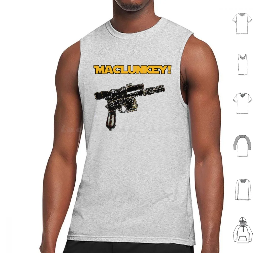 Maclunkey! Tank Tops Print Cotton Han Solo Han Shot First Maclunkey Dl44 Blaster A New Hope Episode 4 Greedo Rodian