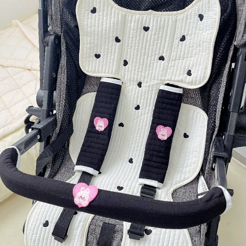 Baby Stroller Armrest Protective Case Cover Set with Shoudler Belt Protections Sleeve Multifunctional Infant Burp Cloth