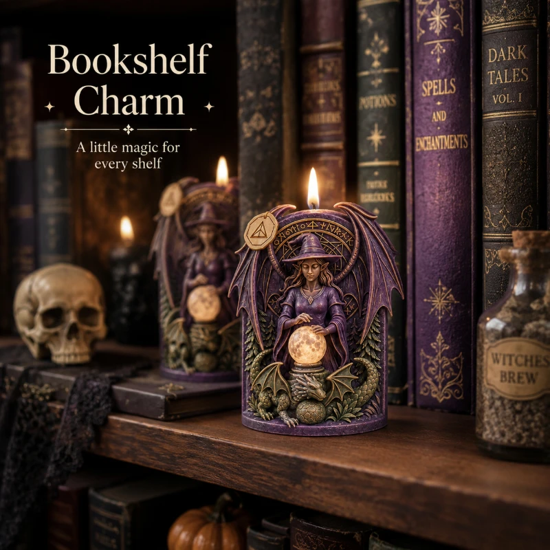 3D Witch & Dragon Silicone Candle Mold, Gothic Crystal Ball Wizard Sculpture Mold, Easy Demoulding Reusable Silicone Mold for DI