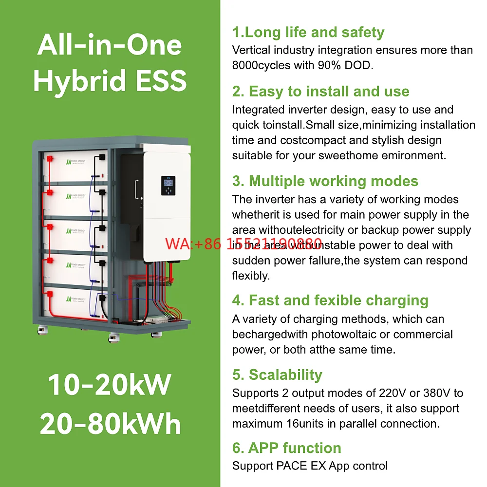 Inverter for Residential Electricity Saving and BackupJApower All in One 30kw Battery 10kW 30kWh Energy Storage System for Deye