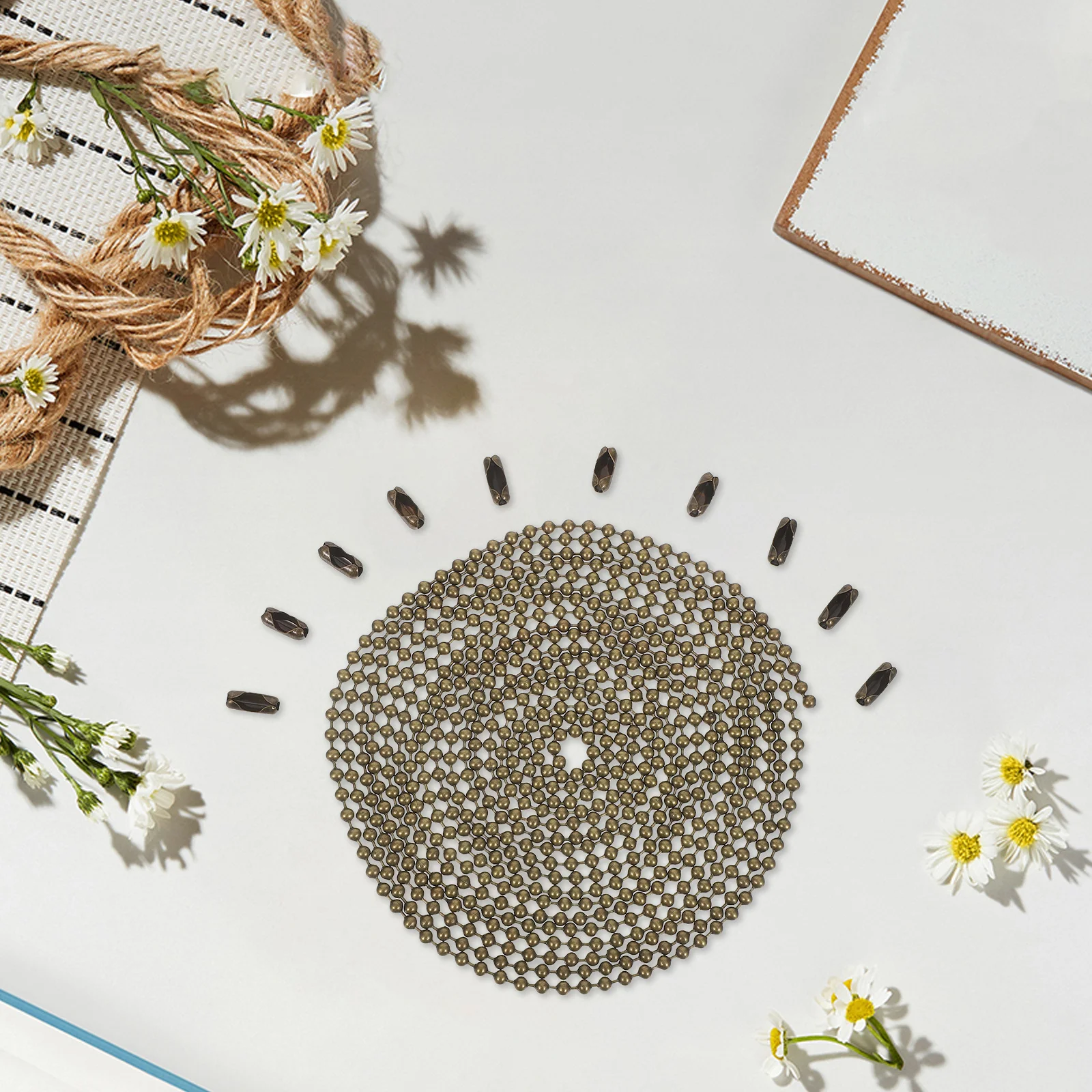 

10pcs 117.9Inch Decorative Beaded Fan Pull Chain Extension Ceiling Fan Lamp Accessories Bedroom Living Room Metal Hanging Chain