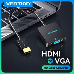 Vention HDMI to VGA Adapter Male to Female Video Converter 1080P 60Hz with 3.5 Jack Audio Cable for Laptop TV Box HDMI to VGA