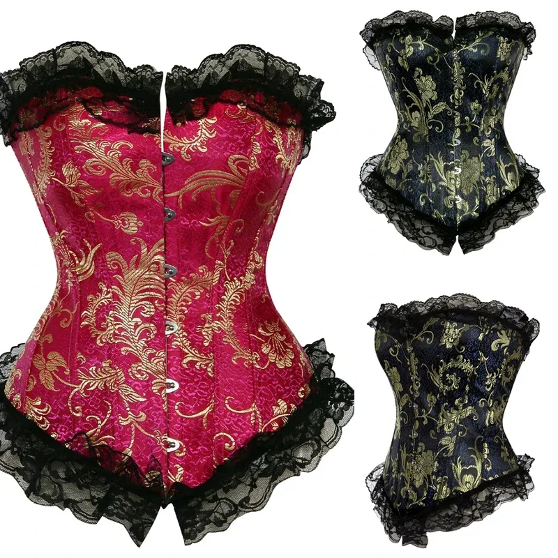 Corset Top Women Burlesque Bustier Sexy Shapewear Corsets Brocade Palace Classic Korsett Party Dance Party Costumes Plus Size G1