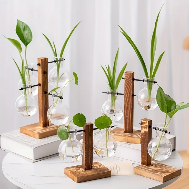 Szklany wazon hydroponiczny, Vintage Desktop Plant Terrarium Planter Bulb Water Planting Propagation Vase Planters Hydroponics Plants