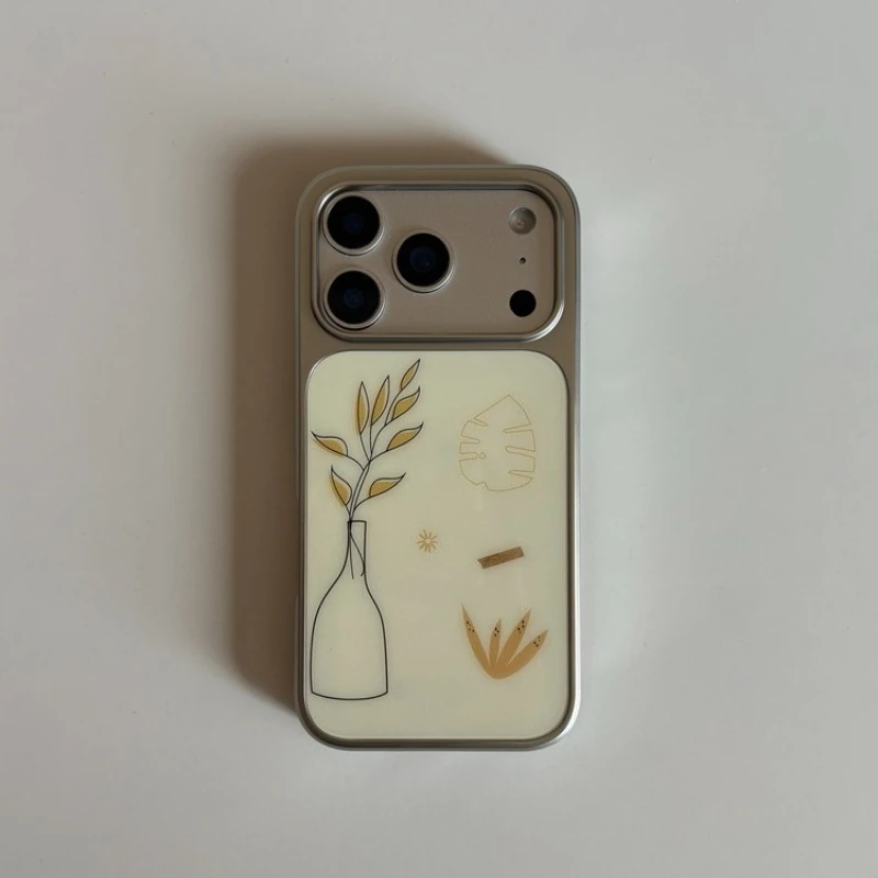 زهرة ترتيب الفن خط الكتابة على الجدران كريم الخريف والشتاء جراب هاتف آيفون 11/12/13/14/15/16/17 برو ماكس الهواء زائد الايبوكسي بولي يوريثان #5