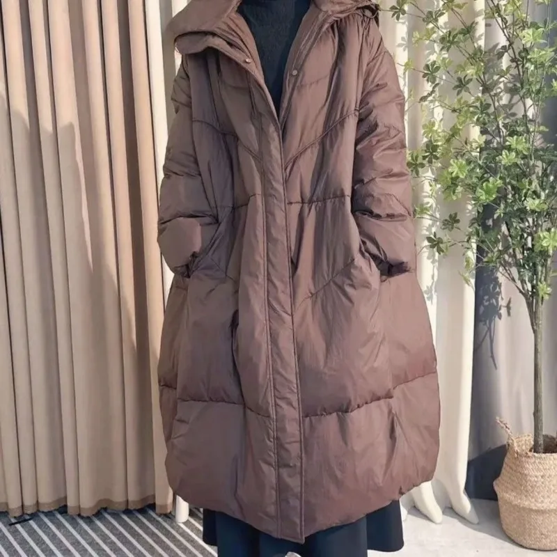 Mode Casual Drie-proof Stijlvol Middellange verdikte capuchon Winter Winddicht Dikker jas Groot formaat donsjack Dames Los