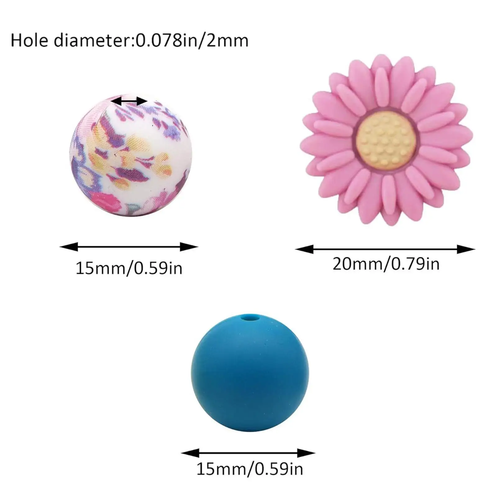 25Pcs Silicone Beads Jewelry Making Loose Beads for Bracelet