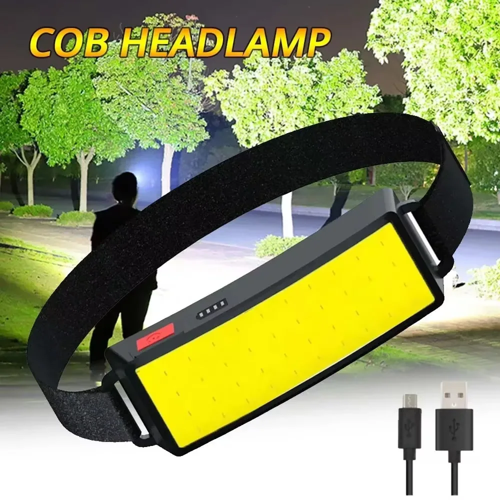 

USB Rechargeable COB 180° Head Light 3 Modes Head-mounted Hiking Camping Lamp Super Bright Strong Light Flashlight Night Riding