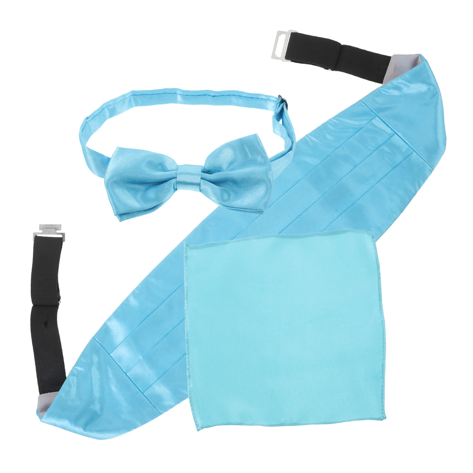 

1Set Men Cummerbund Bow Tie Set Blue Elegant Formal Wedding Party Pocket Square Tuxedo Accessory Cummerbund Bow Tie Set