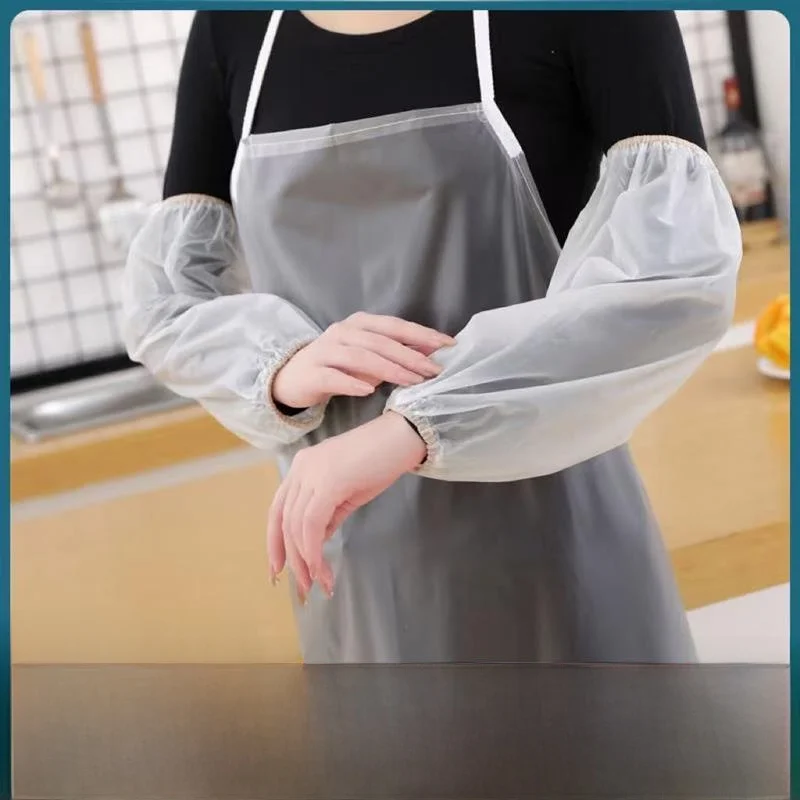 アップグレードされた厚手の二重リブ付きキッチン用プラスチックスリーブカバー、使い捨て耐油防塵保護家庭用リストガード