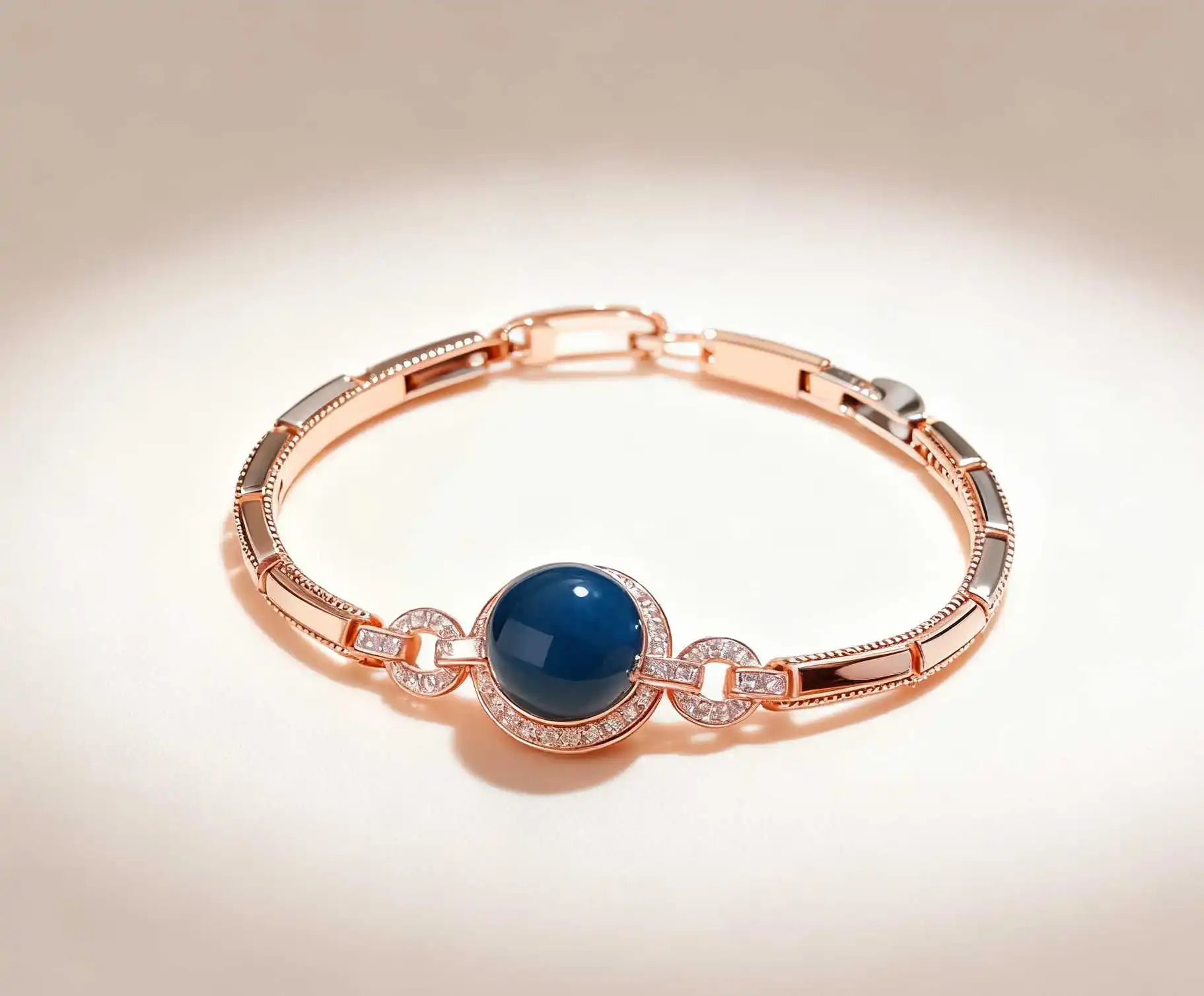 

Natural Mexican Blue Amber Silver Bracelet with 11mm Amber Bead Exquisite Chain Link Simple Design