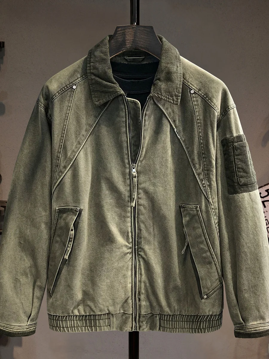 

High-Quali Pure Cotton Vintage Casual Jaet Men's 2025 Autumn Winter New Sle American Heavyweight Outdoor Versatile Top