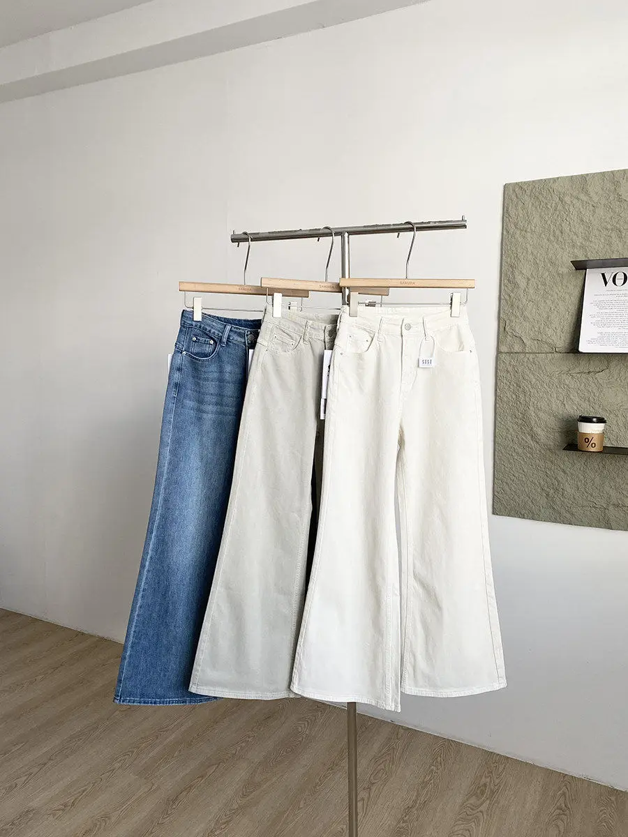 

Джинсы с высокой талией и прямыми штанинами, повседневные, универсальные, в корейском стиле, весна 2026, утягивающие, широкие брюки, для работы и отдыха, модные, женские