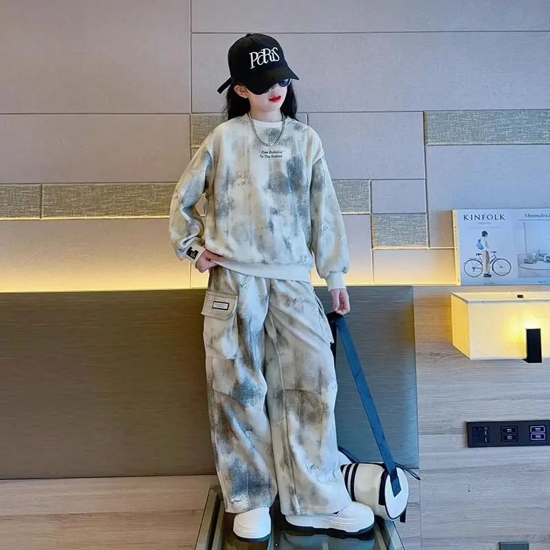 بدلة رياضية للفتيات والأولاد لخريف وشتاء 2025 سترة بقلنسوة + سراويل فضفاضة ملابس أطفال طقم 4 6 8 10 12 14 سنة #5