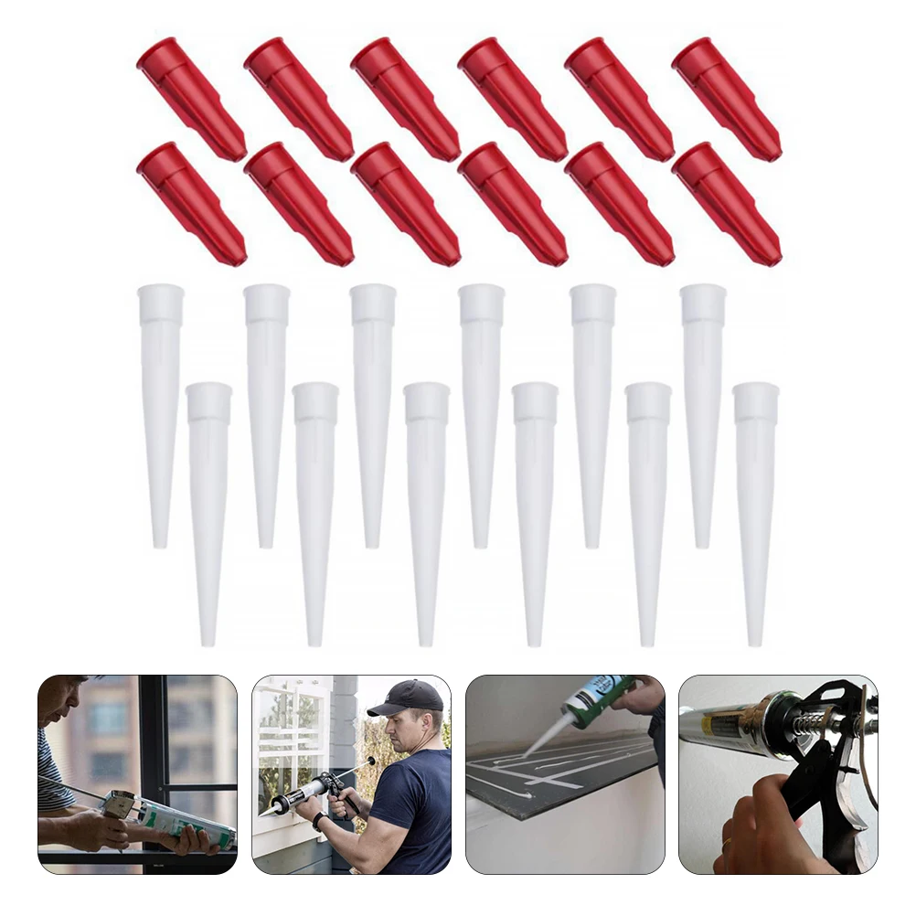 

12pcs Gluing Tool Spare Nozzles Caulking Tube Nozzles Sealant Applicator Tips For Sealing Caulk Cap Caulk Saving Cap Sealer
