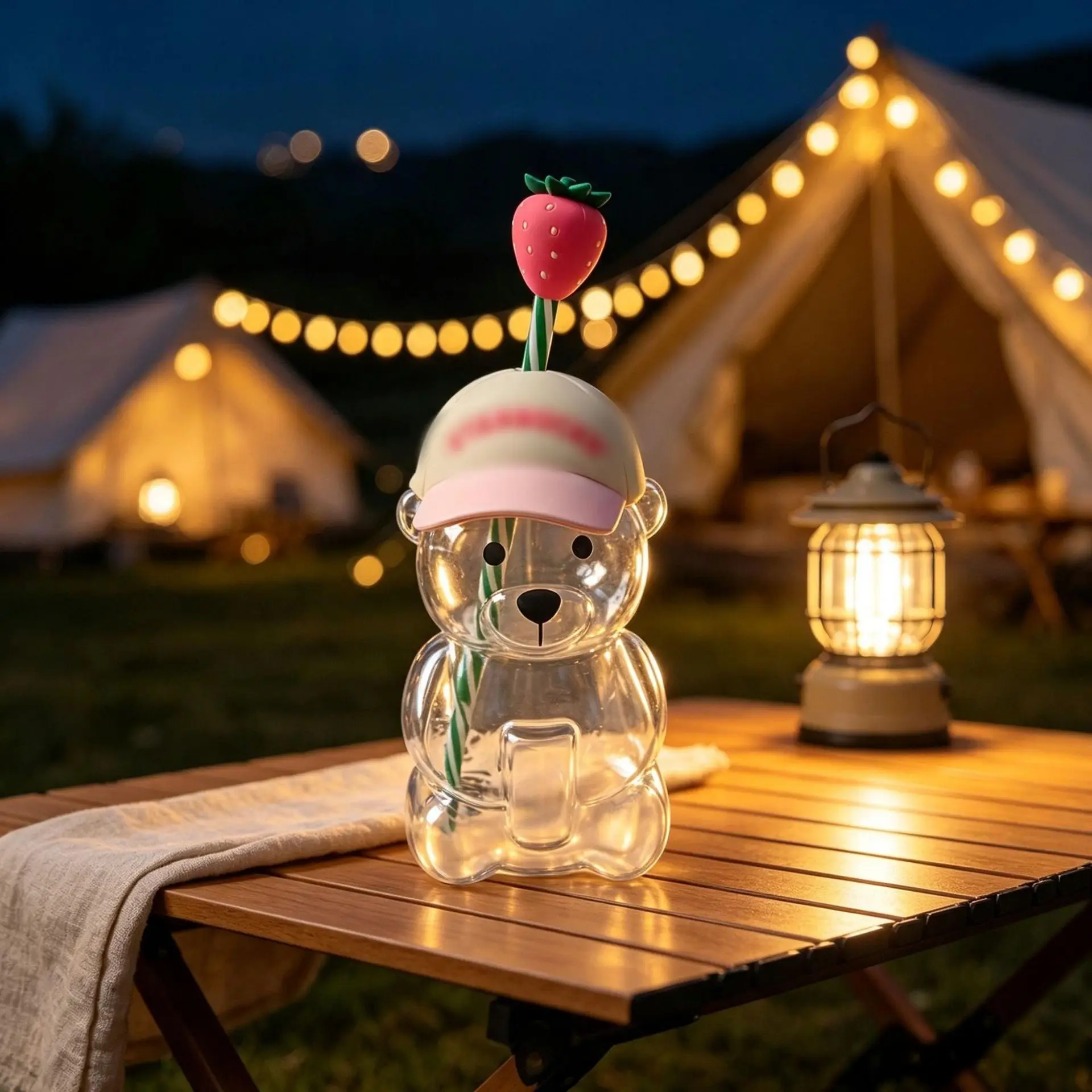 Niedlicher Bären-Glasbecher mit Strohhalm & Deckel – BPA-freie Borosilikat-Wasserflasche für Kinder, Reisen & Heimgebrauch