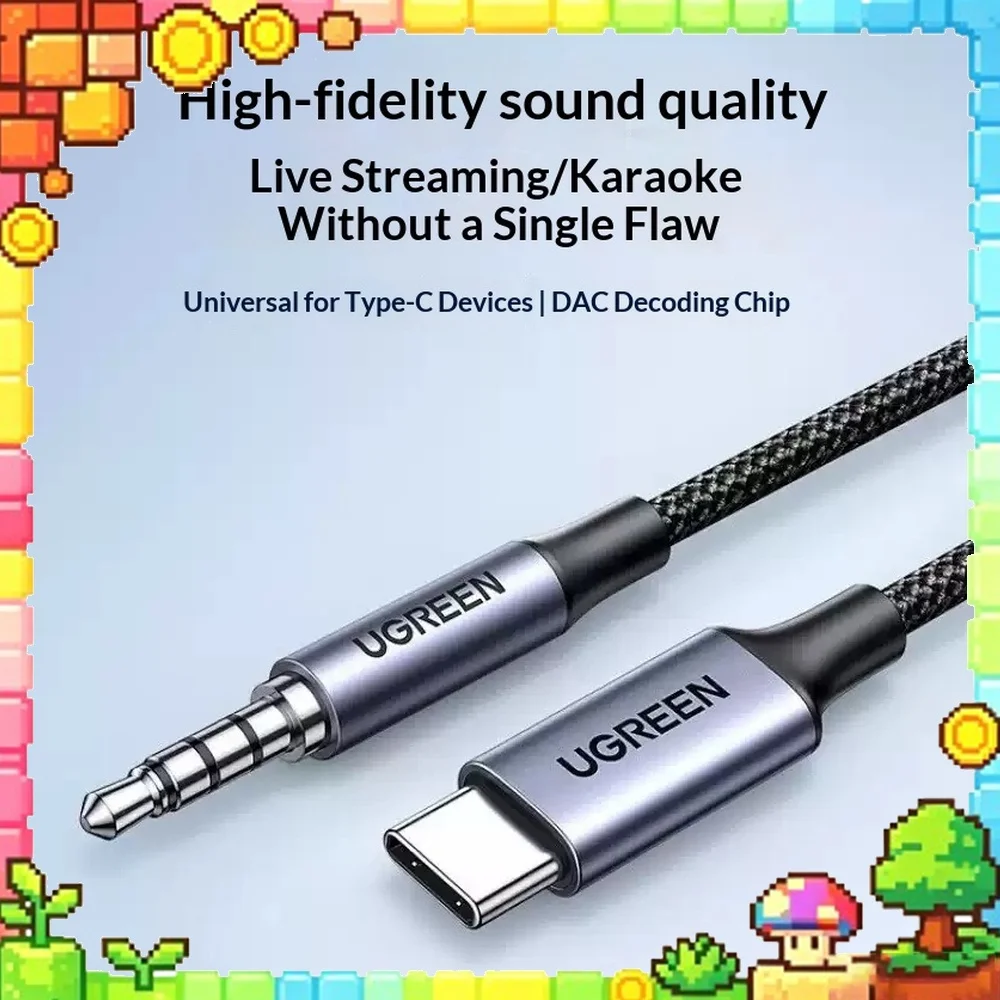 UGREEN CM734 USB C to 3.5mm Aux Cable 1m Audio Adapter for Car Live Streaming Karaoke Phone Tablet
