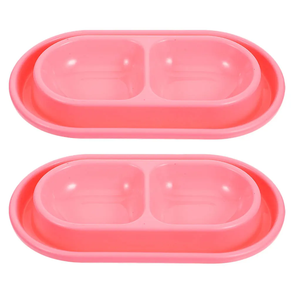 

2pcs Anti-Ant Cat Bowl Double Pet Feeding Bowl For Cats Dogs Moat Design Spill-Proof Outdoor Use Washable Plastic Food Water