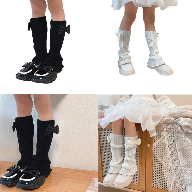 

Knit Leg Warmers with Bow Decoration Loose Socks Stylish Socks for Girls 4XBC