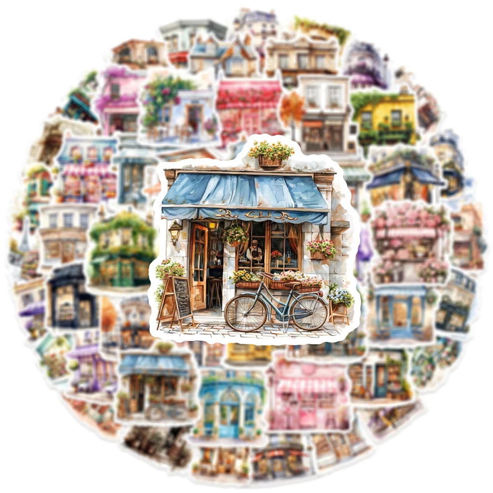 10/30/50pcs Vintage Cartoon Winkel Winkel Stickers Esthetische Aquarel Graffiti Decals DIY Notebook Koffer Telefoon Sticker verpakking