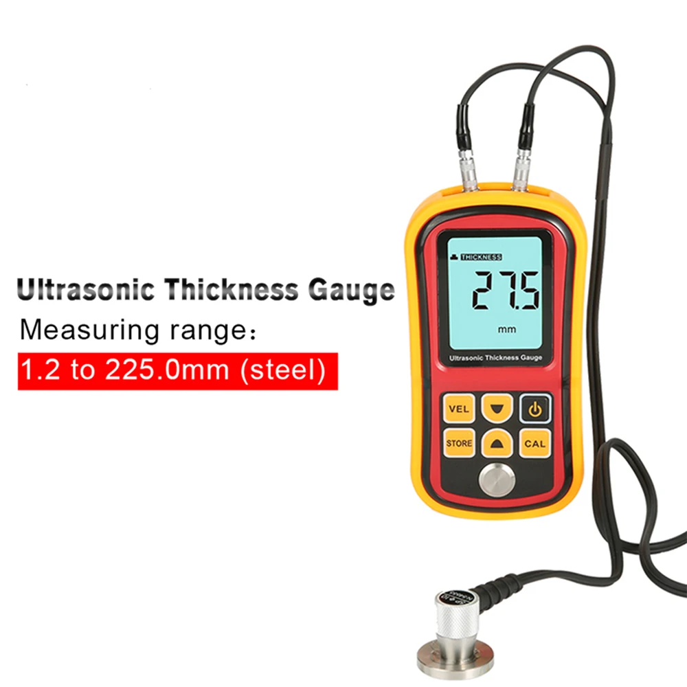 GM100 Thickness Gauge Ultrasonic Metal Testing1.2 to 200MM Voice Sound Velocity Meter Steel Tester Pipe Thick Measuring