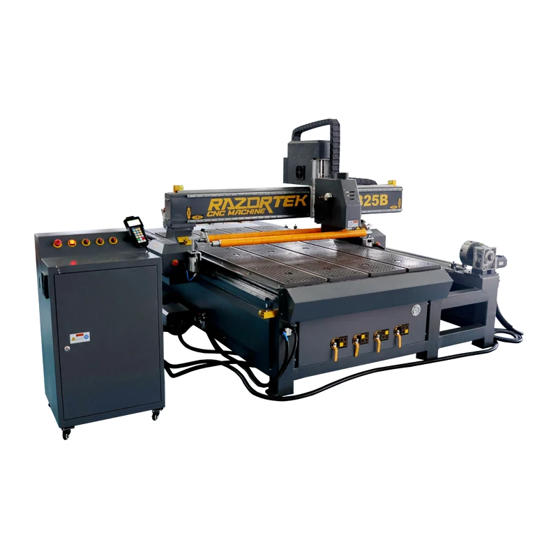 3d cnc router wood working engraving plywood furniture making machine with side rotary cnc router