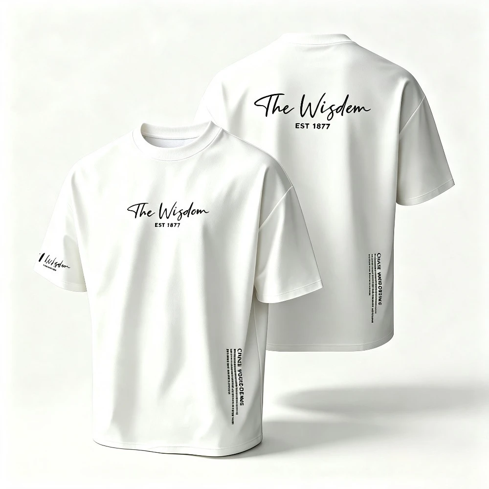 Men's Oversized T-Shirt The Wisdom EST 1877 Letter Print Loose Casual Short Sleeve Crew Neck Basic Daily Tee Top