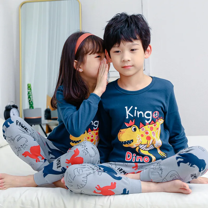 

2 4 5 6 7 8 Years Kids Pjs Sets Winter Pajamas for Children Cotton Boys Sleepwear Baby Pyjamas Long Sleeves Girl Sets Nightwear
