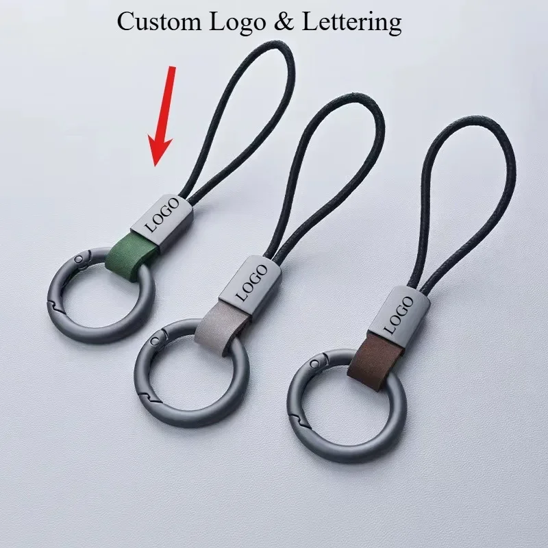 

Custom Genuine Leather Keychains Simple Lanyard Keyring Ring Men Women Car Key Holder Key Cover Auto Keyring Accessories Gifts