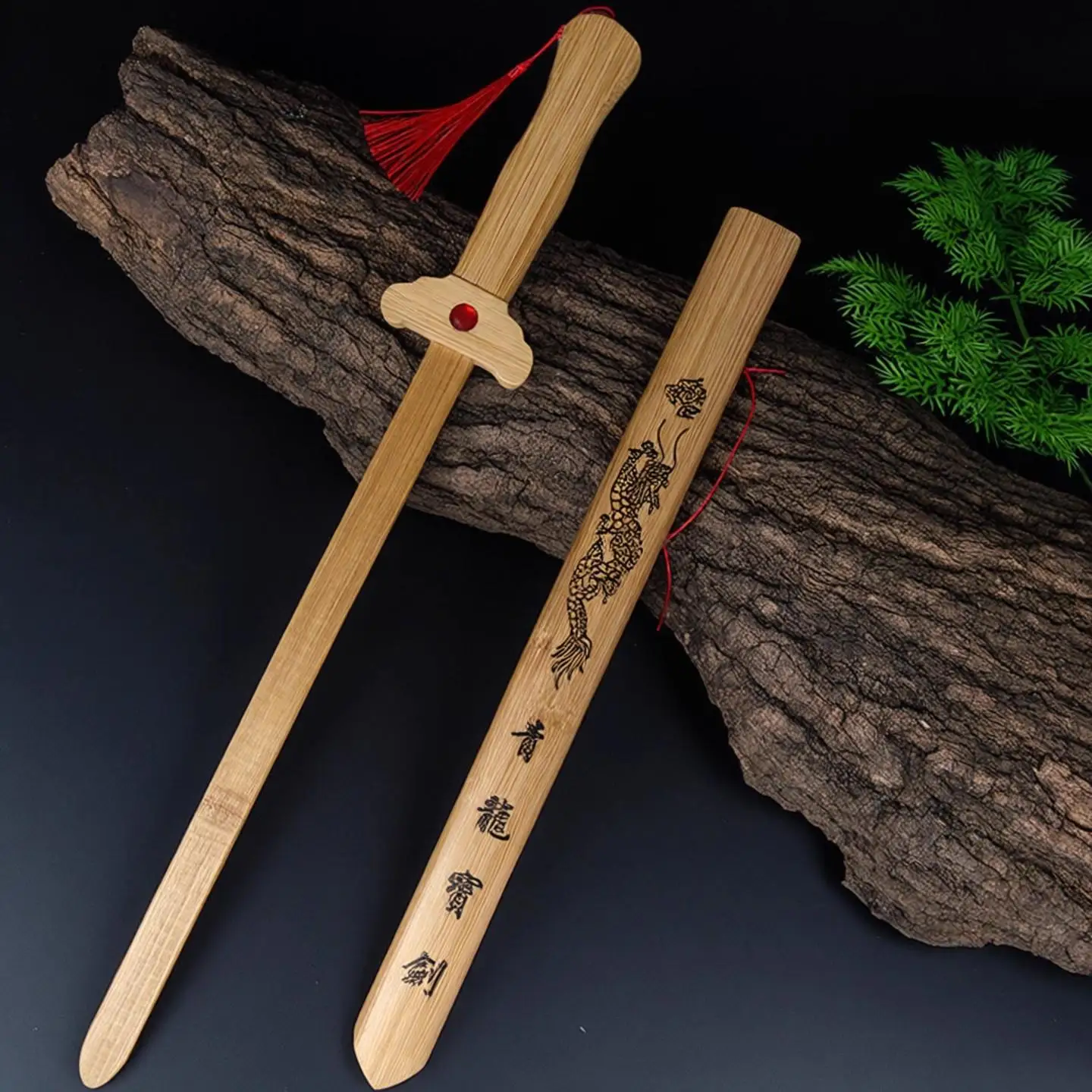 children's-wooden-sword-martial-arts-training-realistic-ancient-style-treasure-sword-boys'-wooden-sword-toy-green-dragon-sword