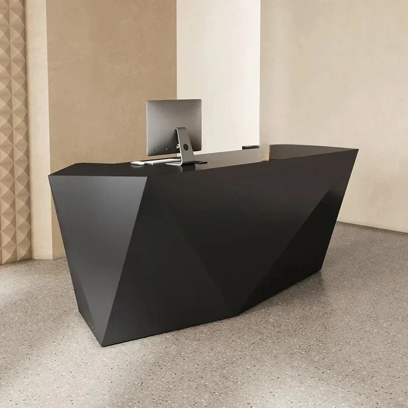 Beauty salon checkout page Black paint light luxury reception desk creative