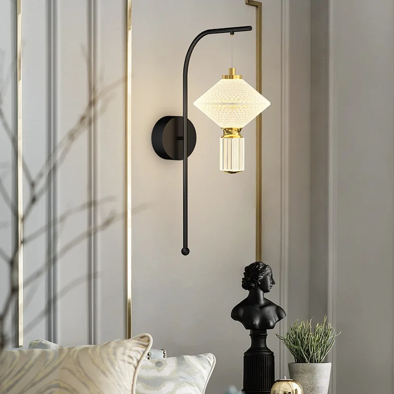 

Postmodern minimalist creative bedroom bedside wall lamp high-end living room room bar single-head atmosphere small chandelier