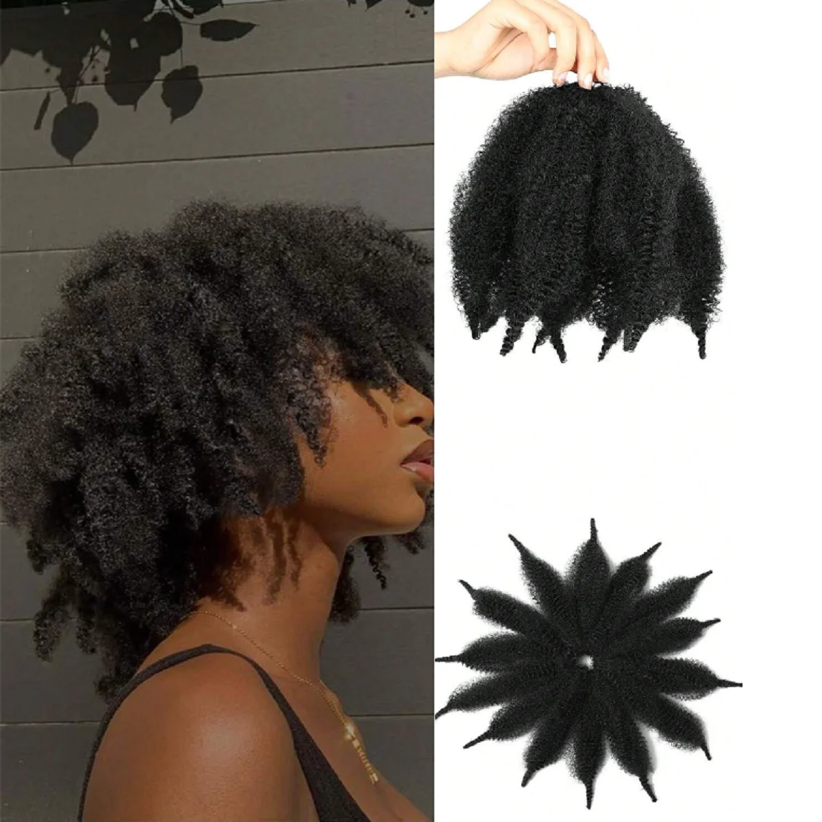 Pelo Marley corto Afro rizado pelo 8 pulgadas pelo rizado de ganchillo para trenzas Marley extensiones de cabello rizado sintético para mujeres