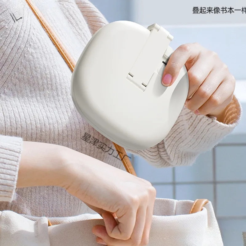 Iluminado dobrável espelho de maquiagem portátil mesa viagem ajustável brilho led recarregável compacto para mulheres adolescentes dormitório casa