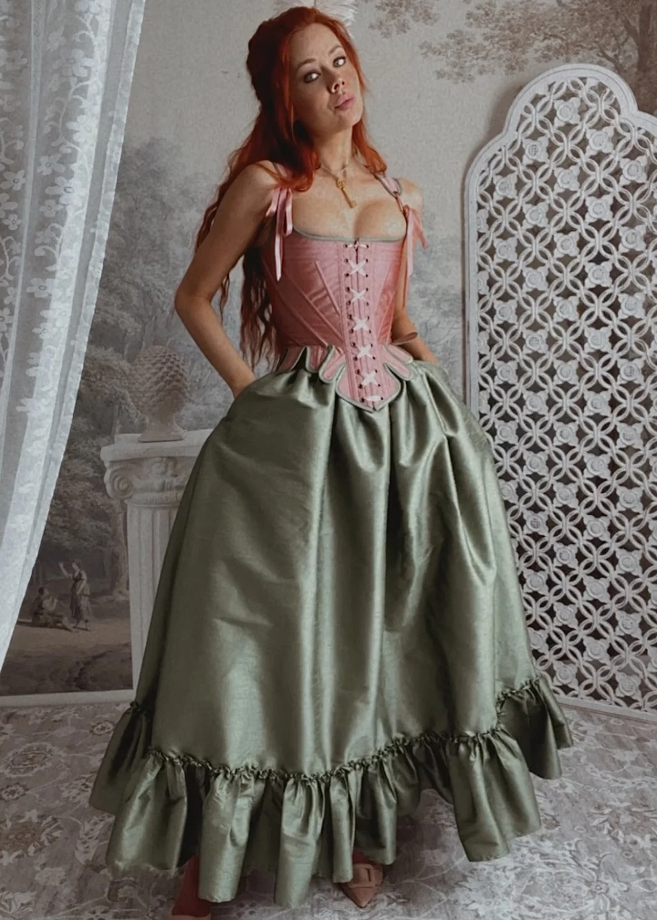 custom Vintage Contrasting Taffeta Corset Prom Dress Set Renaissance A-line  Evening Party Dress for Women 2024 Vestidos De