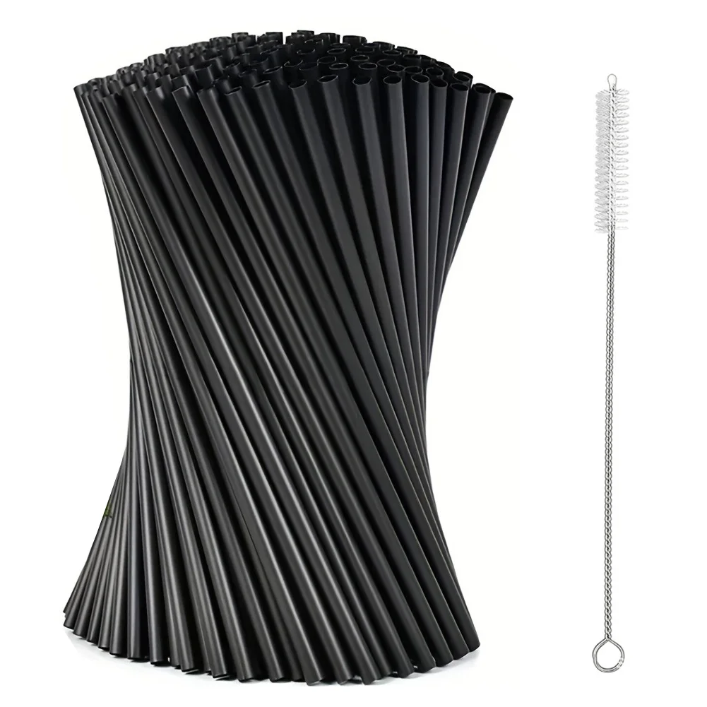 100/200PCS Zwarte Rietjes Flexibele Rietjes Cocktail Rietjes plastic Drink Buis Stro voor Bruiloft Thee bar Party groothandel