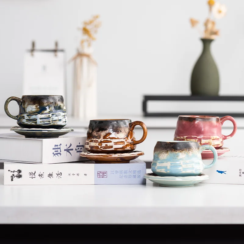 

Coffee Cup and Saucer Set, Retro Ceramic Cup, New European Style Coffee Cup.
