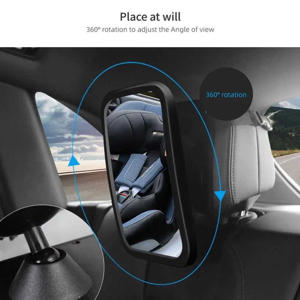 2024 New Car Baby Mirror Adjustable Wide Angle Rear Seat Baby/Child Rearview Mirror 360-Degree Rotation Rear Row Safety Mirror